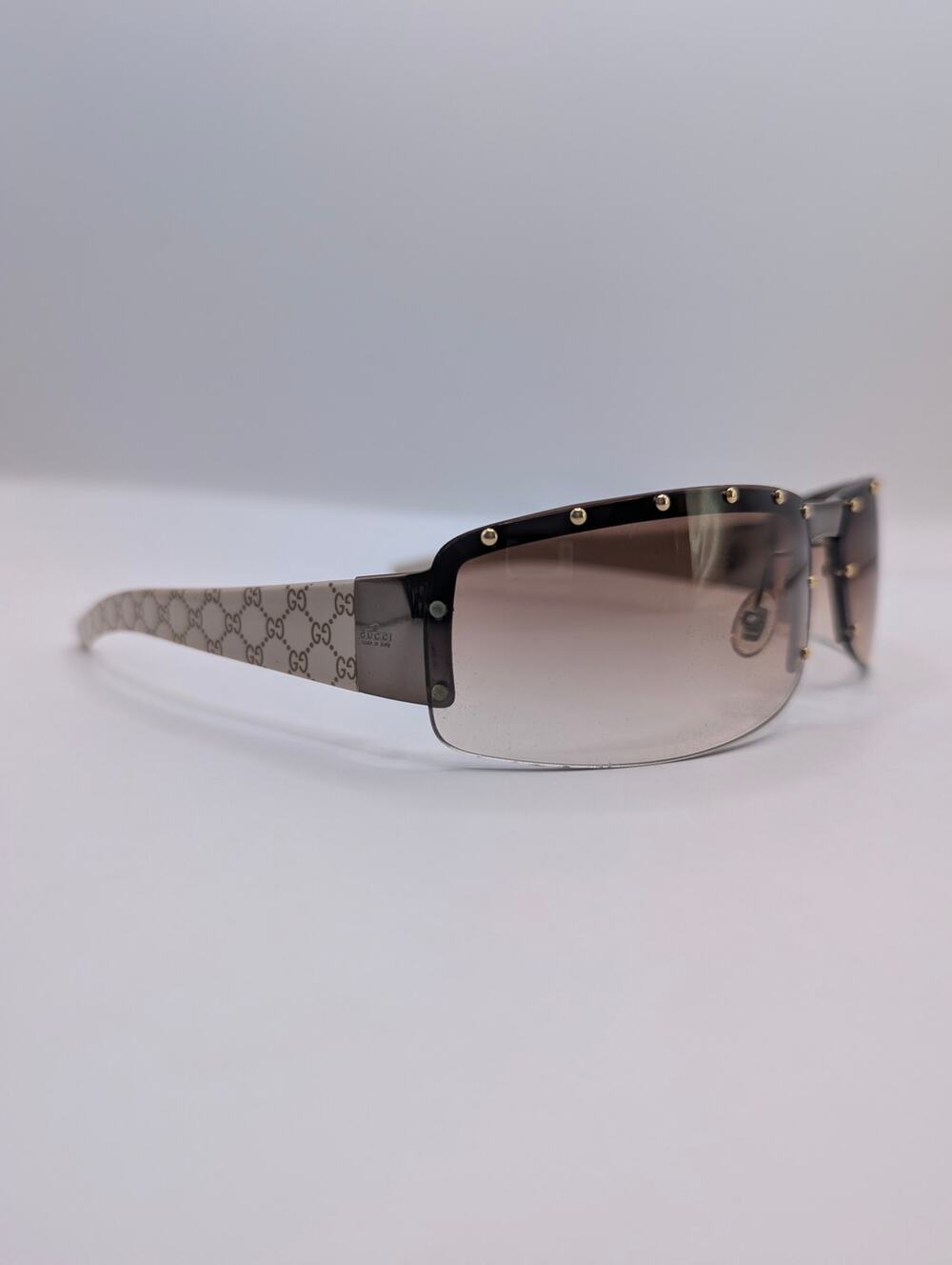 AUTH Gucci GG1838/F/S Rivet Monogram Vntg Y2K Sunglasses w/ Case Made in Italy